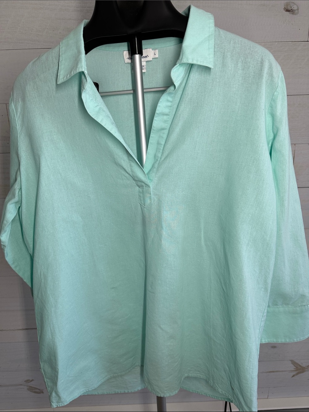 Vineyard Vines Mint Green Linen-Cotton Blend Shirt. Sz.L